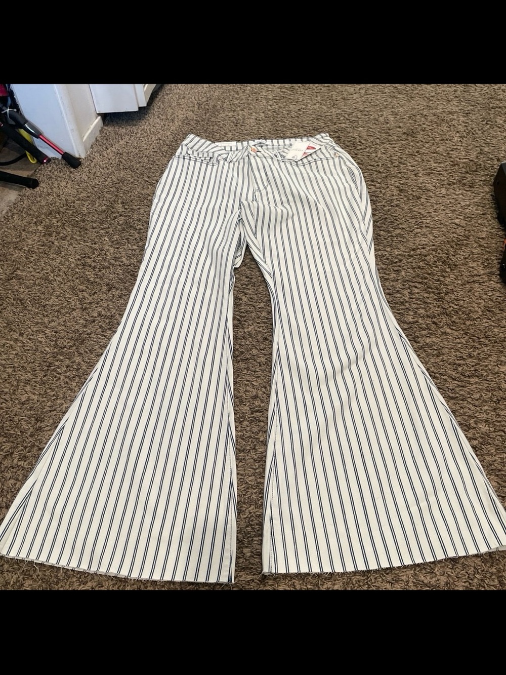 Judy blue denim NWT’s high waisted, super flare, striped jeans, size 18 W